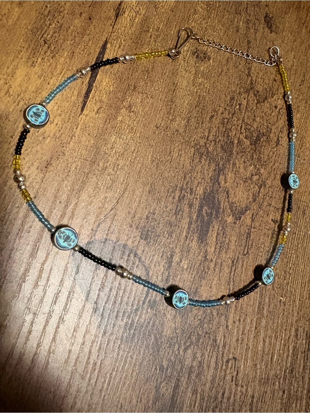 Y2K glass beaded necklace with Moth accents